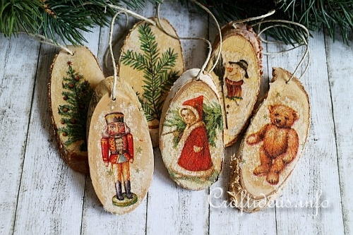 Vintage Wood Christmas Ornaments