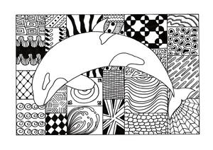 Zentangle Orca Adult Coloring Page