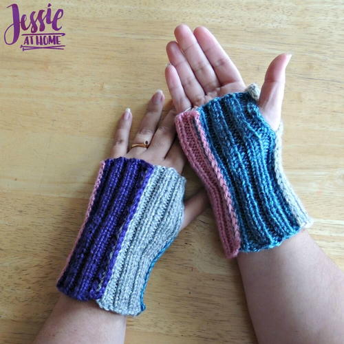 Stripey Fingerless Mitts