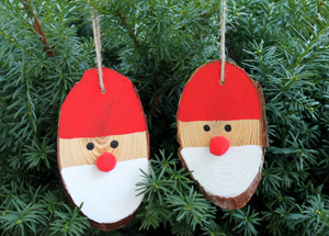 Santa DIY Wood Slice Ornaments