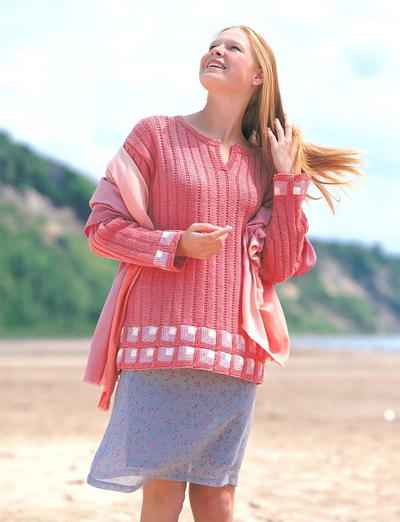 Ribbed Tunic with Miltered Squares