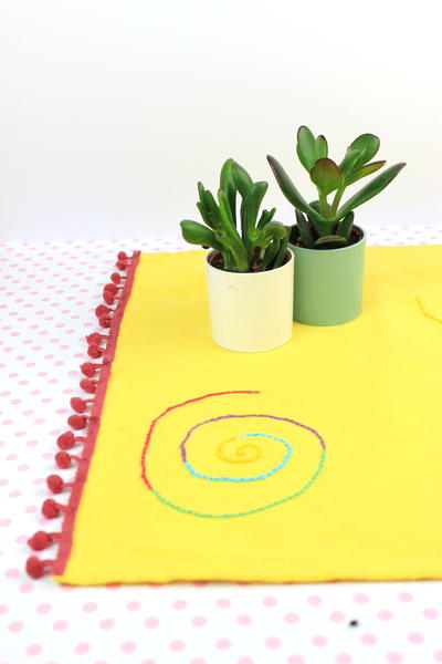 Embroidery Pom Pom Tablecloth!