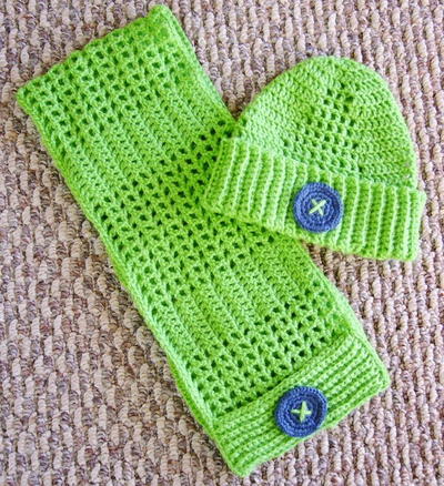 Button Up Toddler Hat & Scarf Set