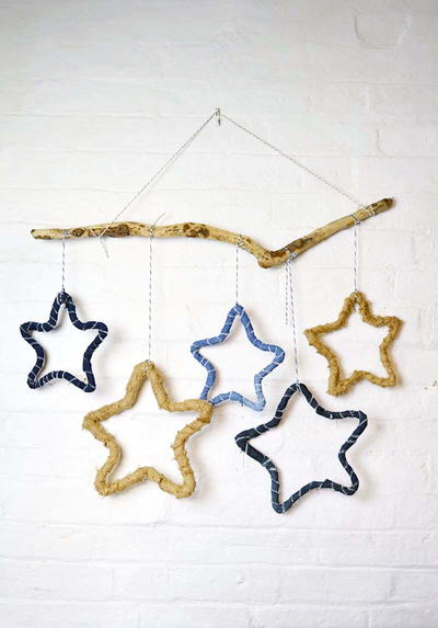 Recycled Denim Star DIY Christmas Decorations