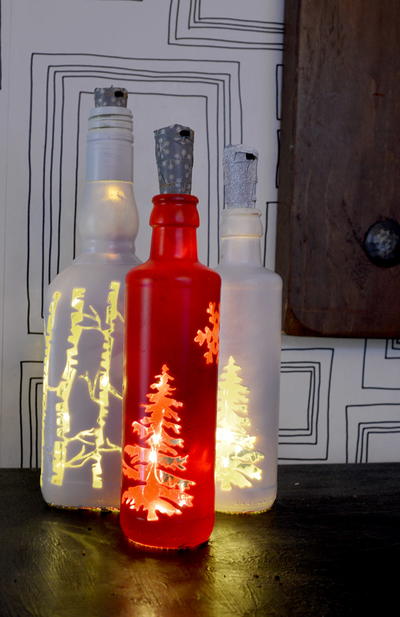 Upcycled Christmas Scene Bottle Lights