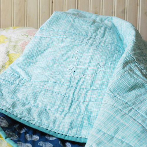 Bitty Beluga Embroidered Whole Cloth Quilt