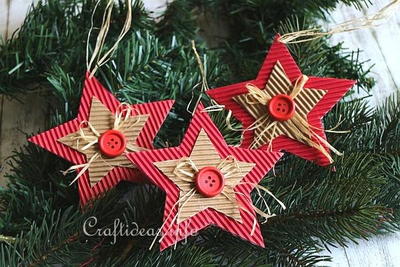 Rustic Paper Christmas Stars Ornaments