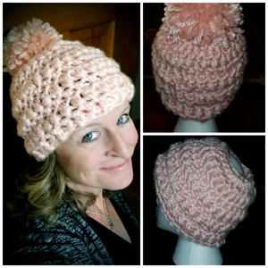 Snowy Ridges Full or Messy Bun Hat | AllFreeCrochet.com