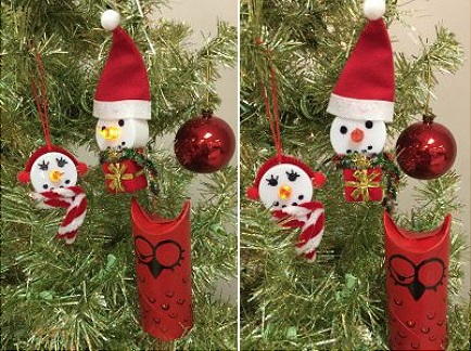 Tea Light Snowman and Owl Christmas Ornaments