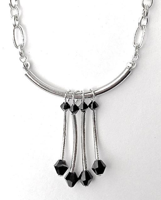 Dangling Tubes Silver Necklace