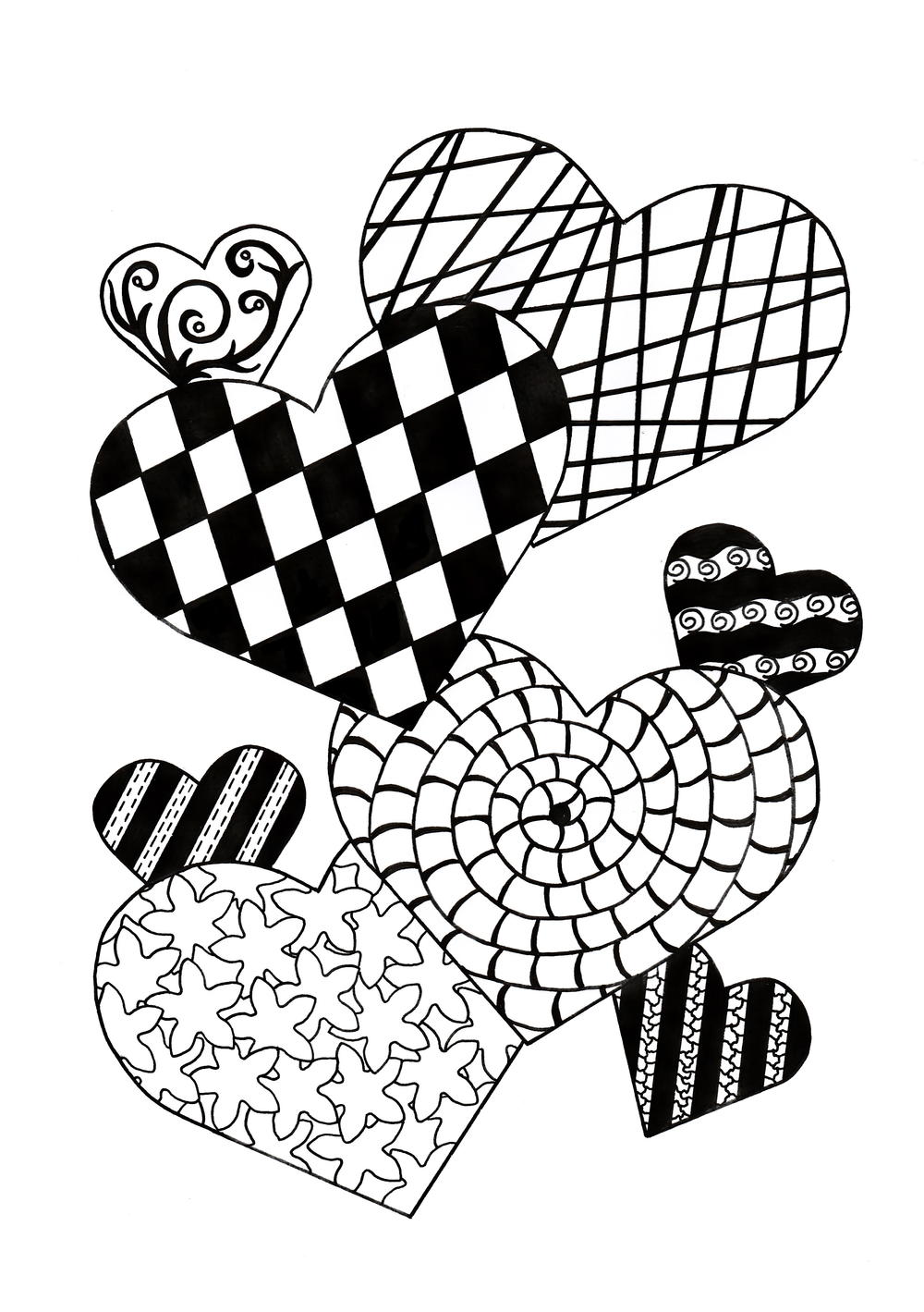 Zentangle Cupid of Hearts Adult Coloring Page   FaveCrafts.com