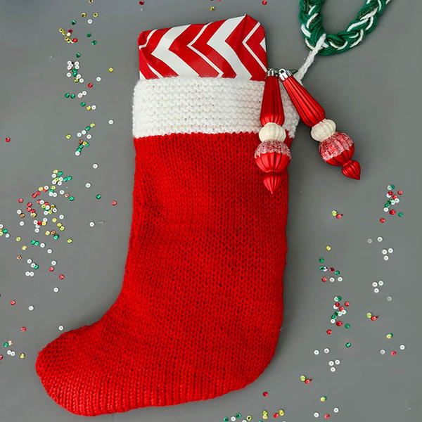 Flat Knit Christmas Stocking