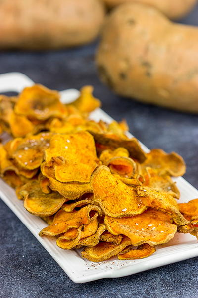 Spicy Baked Sweet Potato Chips