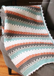 Crochet Pattern Striped Dot Baby Blanket 