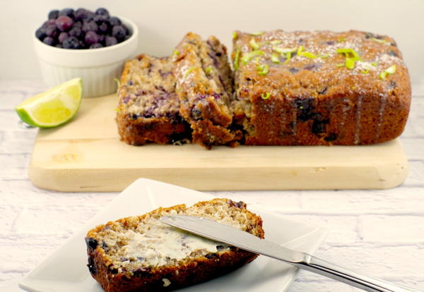 Blueberry Gingerbread Loaf with Fresh Lime Glaze