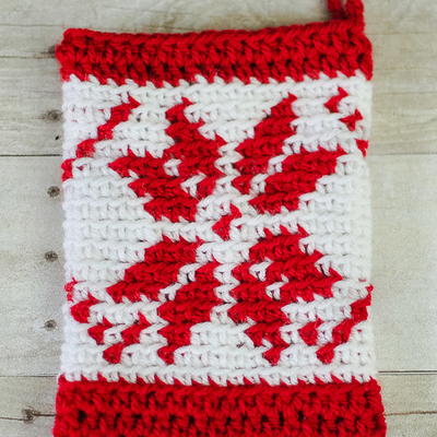 Crochet Fair Isle Snowflake Christmas Stocking