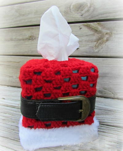Crochet Santa Tissue Box Cover Pattern