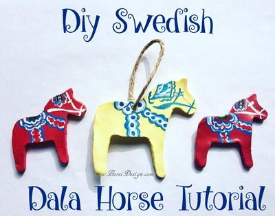 Clay Swedish Dala Horse Ornaments