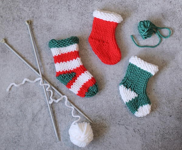 Mini Knit Christmas Stockings | AllFreeKnitting.com