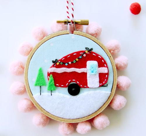 Mini Felt Camper Christmas Ornament