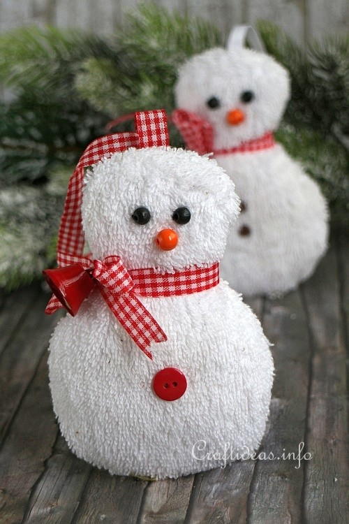 Adorable Washcloth Snowman Christmas Ornament