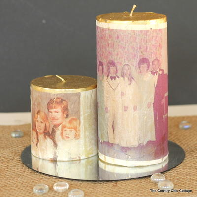 Wedding Day Photo Transfer Candles