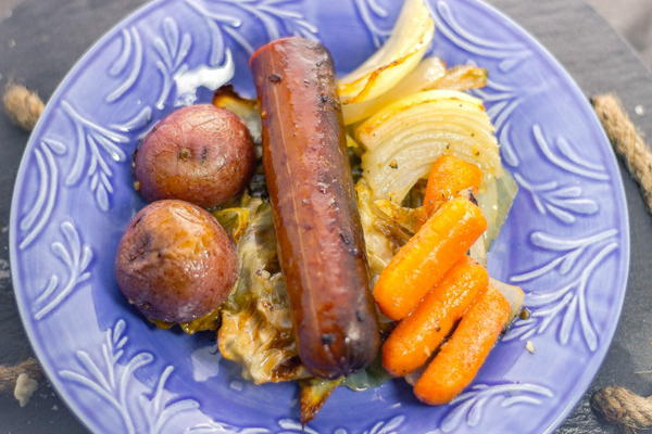 Sheet Pan Kielbasa and Cabbage