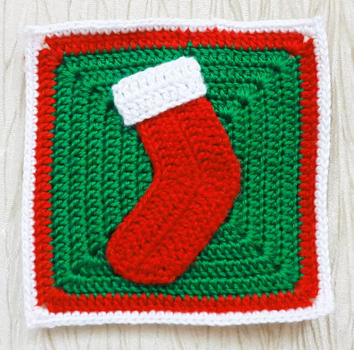Crochet Christmas Stocking Granny Square
