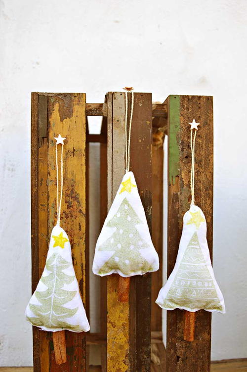 Easy Stamped Christmas Tree Ornaments