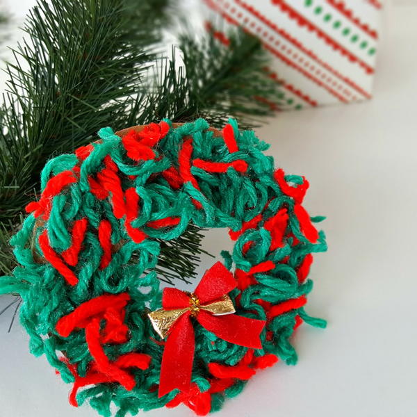 Christmas Wreath Ornament Yarn Craft