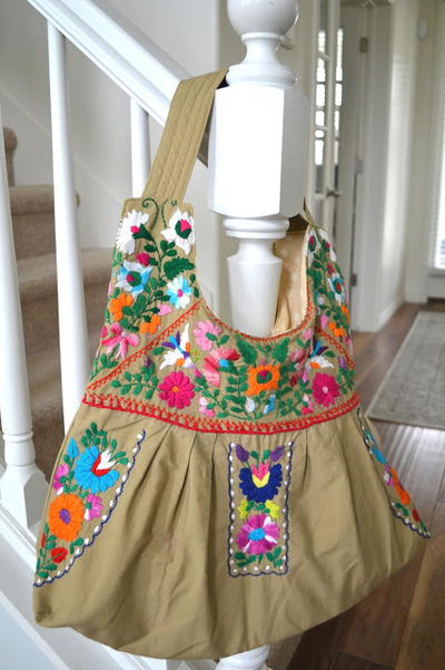 Embroidered Dress to Tote Refashion
