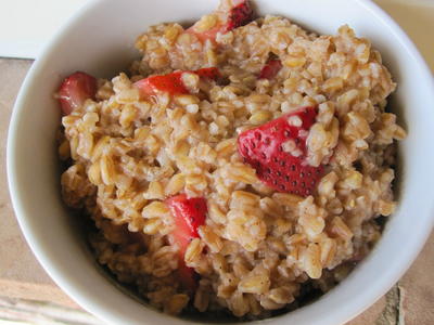 Farro Porridge with Coconut Milk and Strawberries