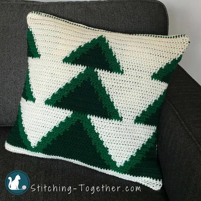 Crochet Christmas Tree Pillow Cover