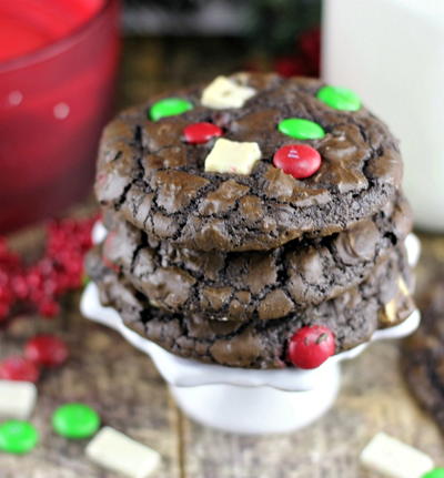 Christmas Peppermint Chunk M&M’S Fudge Cookies