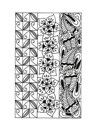 Three Shades of Zentangle Adult Coloring Page