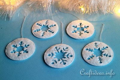 Snowflake Ornaments from Cotton Makeup Pads