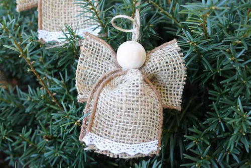 Burlap Angel Ornament