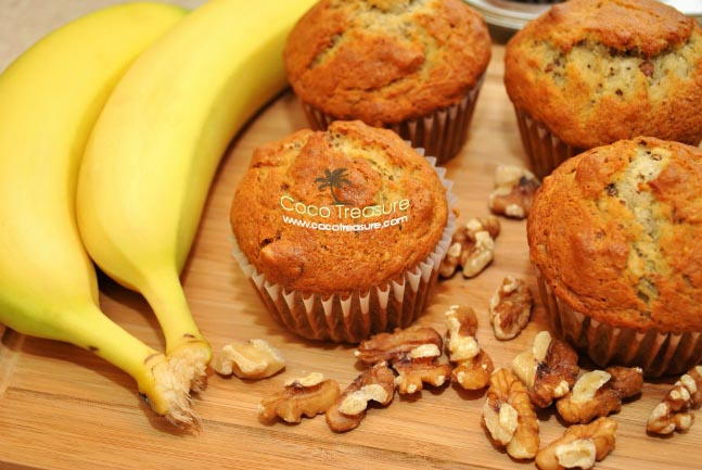 Hearty Banana Nut Muffins with Coconut Oil