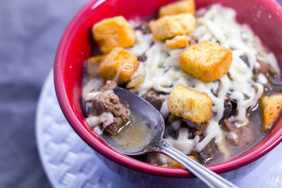 Slow Cooker Philly Cheese Steak Soup