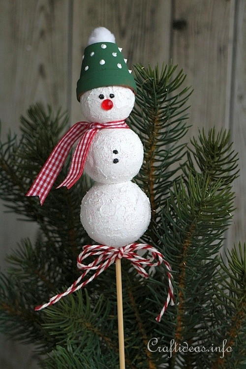 Festive Snowman Plant Stick
