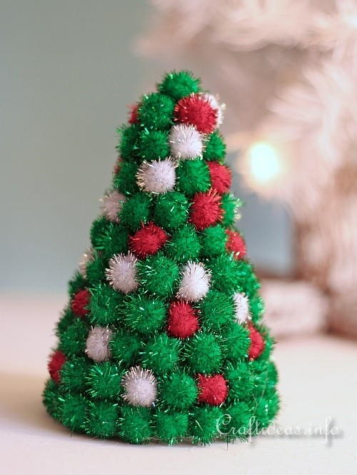 Sparkly Pom Pom Christmas Tree | AllFreeChristmasCrafts.com