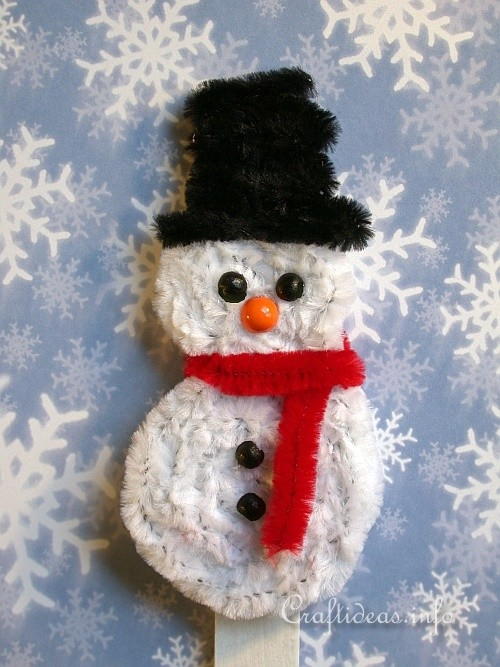 Pipe Cleaner Snowman Stick