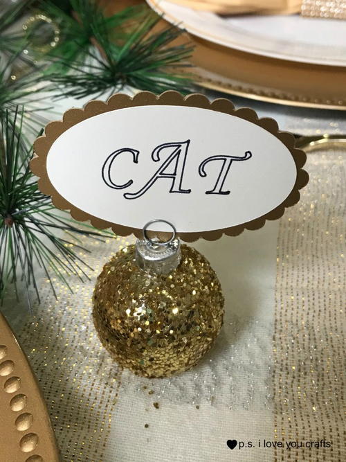 Gold Glitter Christmas Place Cards