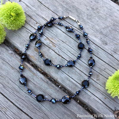 Black Tie Beaded Necklace