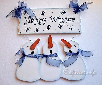 Happy Winter Snowman Door Sign
