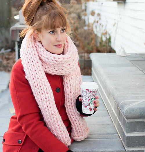 Millenial Pink Knit Scarf