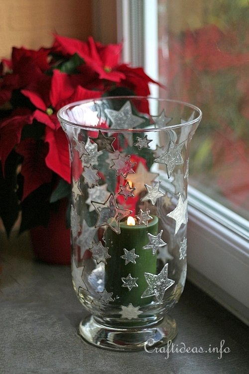Sparkling Stars for Christmas Candle Glass