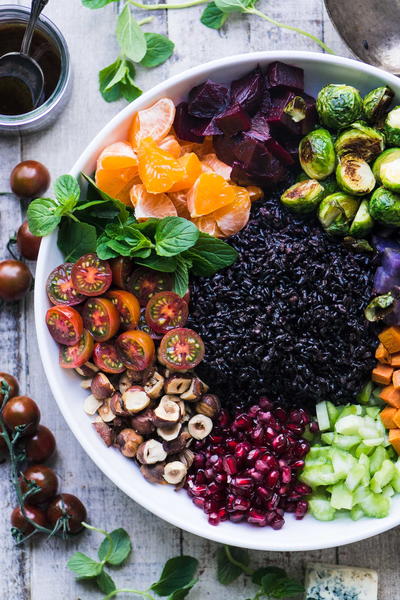 Black Rice Salad with Roasted Vegetables