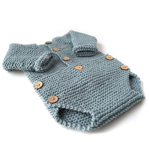 grey knitted baby outfit