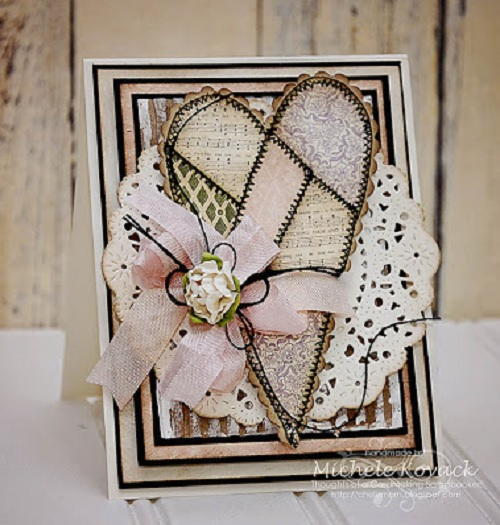 Prettiest Pale Pink Patchwork Heart Card